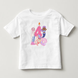 4. Geburtstag Pastell-Meerjungfrau & Meerestiere Kleinkind T-shirt