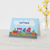 4. Geburtstag Personalisierter farbiger Zug auf Tr Karte (Gelbe Blume)