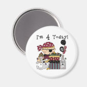 4. Geburtstag Pirate Tshirts und Geschenke Magnet (Vorderseite/Rückseite)