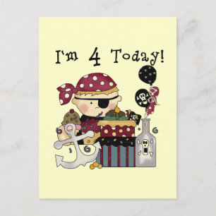 4. Geburtstag Pirate Tshirts und Geschenke Postkarte