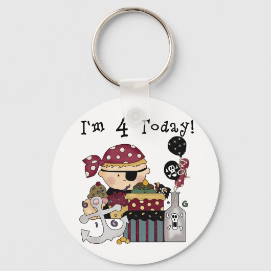 4. Geburtstag Pirate Tshirts und Geschenke Schlüsselanhänger (Vorderseite)