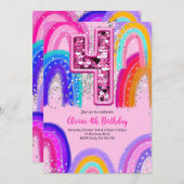 4. Geburtstag Rainbow Fun farbenfroh Einladung (Vorne/Hinten)