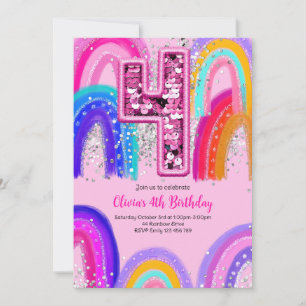 4. Geburtstag Rainbow Fun farbenfroh Einladung