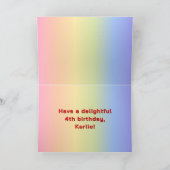 4. Geburtstag: Regenbogentext, benutzerdefinierte Karte (Innenseite)