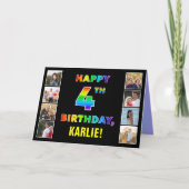 4. Geburtstag: Regenbogentext, benutzerdefinierte  Karte (Vorderseite)