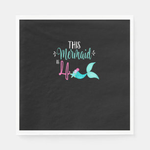 4. Geburtstag Shirt Mermaid Girl Party Niedlich DI Serviette