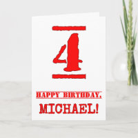 4. Geburtstag: Spaß, Red Rubber Briefmarke Inspiri