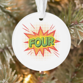 4. Geburtstag Superhero Roter gelber Text Elegant Ornament