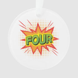 4. Geburtstag Superhero Roter gelber Text Elegant Ornament