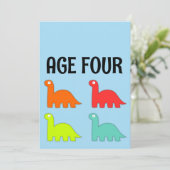 4. GEBURTSTAG T-REX DINOSAUR Party Einladungen (Stehend Vorderseite)