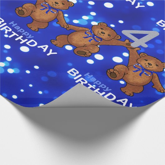 4. Geburtstag Tanz Teddy Bears Geschenkpapier (Ecke)