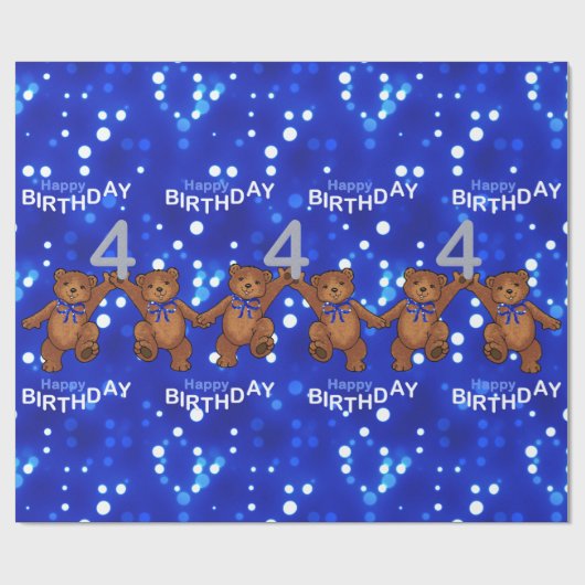 4. Geburtstag Tanz Teddy Bears Geschenkpapier (Flach)
