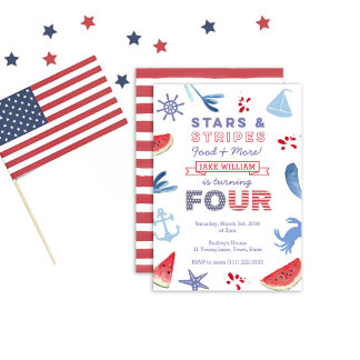 4. Geburtstag US Flagge Beach Party Einladung
