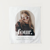 4. Geburtstag Vierartiges Foto Begrüßungszeichen Wandteppich (Vorderseite)