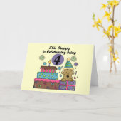 4. Geburtstag Welpe T - Shirt und Geschenke Karte (Gelbe Blume)