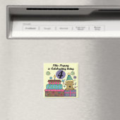 4. Geburtstag Welpe T - Shirt und Geschenke Magnet (In Situ (Geschirrspüler))