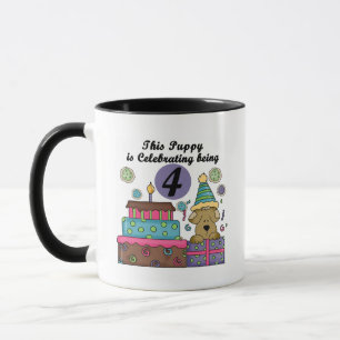 4. Geburtstag Welpe T - Shirt und Geschenke Tasse