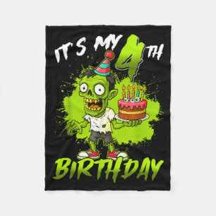 4. Geburtstag Zombie 4 Jahre alt Frohes Halloween Fleecedecke
