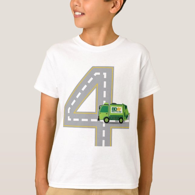 4. Geburtstags-Abfall-LKW T-Shirt (Vorderseite)