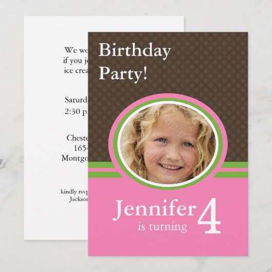 4. Geburtstags-Party Einladung (Vorne/Hinten)
