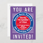 4. Geburtstags-Party Einladung des Kindes (Vorne/Hinten)