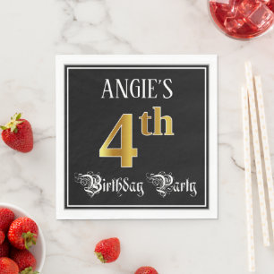 4. Geburtstags-Party — Extravagantes Script, Imita Serviette