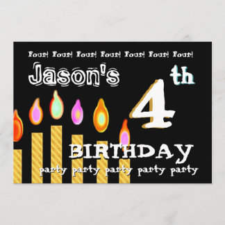 4. Geburtstags-Party-Goldkerze CustomTemplate Einladung