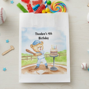 4. Geburtstags-Tee-Ball-Teddybär-Baseball Geschenktütchen