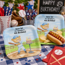 4. Geburtstags-Tee-Ball-Teddybär-Baseball