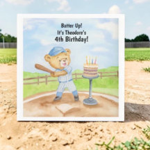 4. Geburtstags-Tee-Ball-Teddybär-Baseball