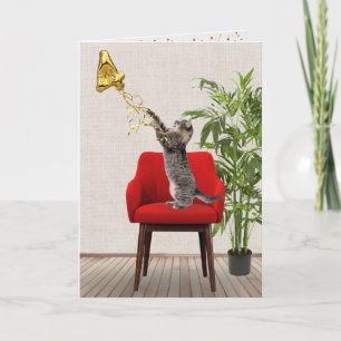 4. Geburtstagsballon mit Tabby Cat Karte