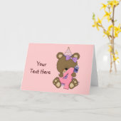 4. GeburtstagsbärGirl (anpassbar) Karte (Gelbe Blume)