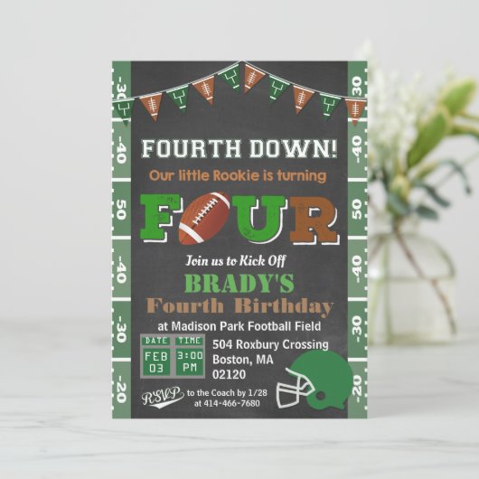 4. Geburtstagsfußball Geburtstagsparty Einladung (Stehend Vorderseite)