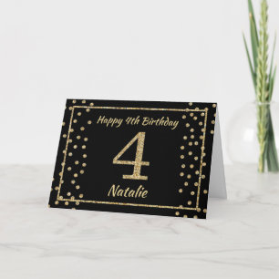 4. Geburtstagskarte Black and Gold Glitzer Confett Karte