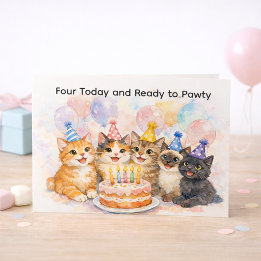 4. Geburtstagskarte für Mädchen Lustige Katzenpart Postkarte