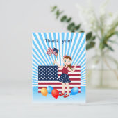4. Geburtstagskarte mit US-Flagge Postkarte (Stehend Vorderseite)