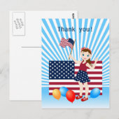 4. Geburtstagskarte mit US-Flagge Postkarte (Vorne/Hinten)