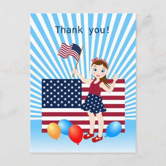 4. Geburtstagskarte mit US-Flagge Postkarte (Vorderseite)