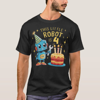 4. Geburtstagskinder 4 Jahre alter Robotik Roboter T-Shirt