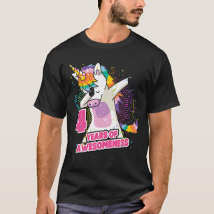 4. Geburtstagskleidung, Einhorn 4 Jahre Awe T-Shirt