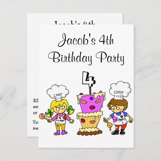 4. Geburtstagskochen-Party Einladung (Vorne/Hinten)