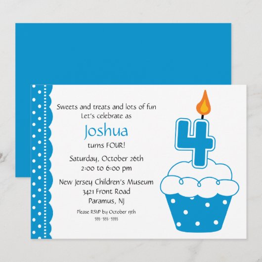 4. Geburtstagskuchen Einladung (Vorne/Hinten)