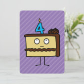 4. Geburtstagskuchen mit Kerzen Einladung (Stehend Vorderseite)