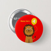 4. Geburtstagslöwe addieren Namensrot Button (Vorne & Hinten)