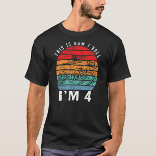 4. Geburtstagsmonster-Lkw 4 Jahre Vintage Rück T-Shirt