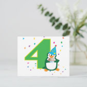4. Geburtstagspinguin Postcard Postkarte (Stehend Vorderseite)