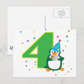 4. Geburtstagspinguin Postcard Postkarte (Vorne/Hinten)