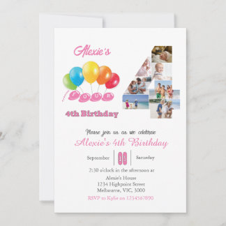 4. Geburtstagssammlung Foto Nummer 4 Mädchen Einladung