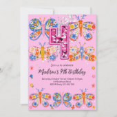 4. Geburtstagsschmetterling Einladung (Vorderseite)