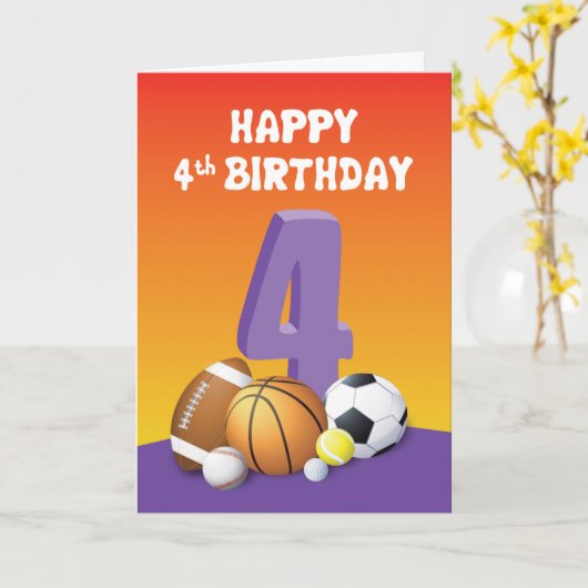 4. Geburtstagssportbälle Karte (Gelbe Blume)